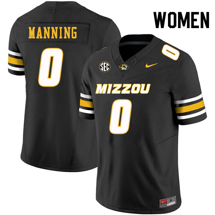 Women #0 Joshua Manning Missouri Tigers College Football Jerseys Stitched-Black